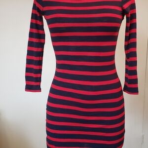 Express Striped Quarter Sleeve Scoop Neck Casual Women's Dress  Size S